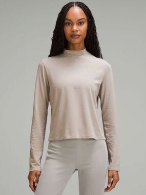 Lululemon Classic-Fit Cotton-Blend Mockneck Long-Sleeve Shirt - Riverstone XS